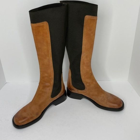 Donald J Pliner Brown‎ Tall Leather Stretch Boots - Picture 3 of 5